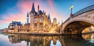 Gent Seyahat Rehberi Ghent Nehir Manzarası Belçika