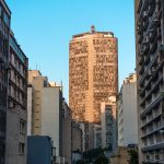 Sao Paulo, Brazil. Panoramic view of the famous skyscraper Italia Building (Edificio Italia), in Sao Paulo, Brazil.